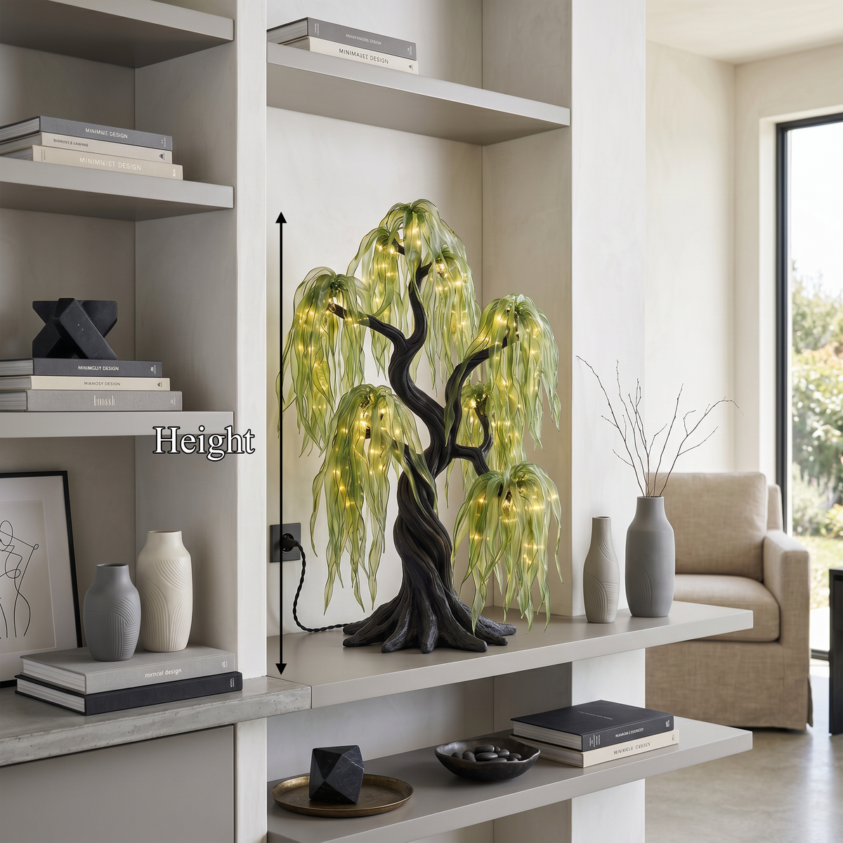 Minimalist Tree Table Lamp, solid wood, built to order, view 8