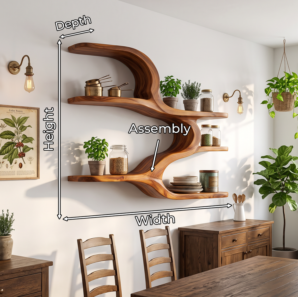 Organic Sculptural Wooden Wall Shelves, solid wood, built to order, view 8