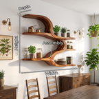 Organic Sculptural Wooden Wall Shelves, solid wood, built to order, view 8