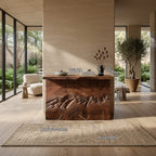 Minimalist Textured Edge Console Table, solid wood, built to order