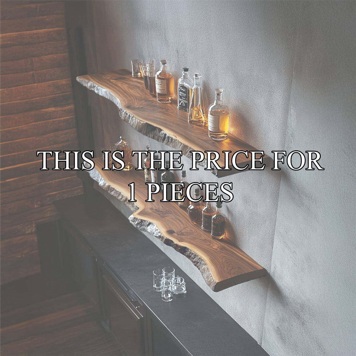 Handcrafted Live Edge Bar Shelf Dining Room Interior Storage, solid wood, built to order