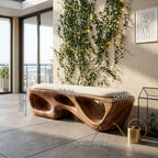 Curved Solid Bench Living Room, solid wood, built to order