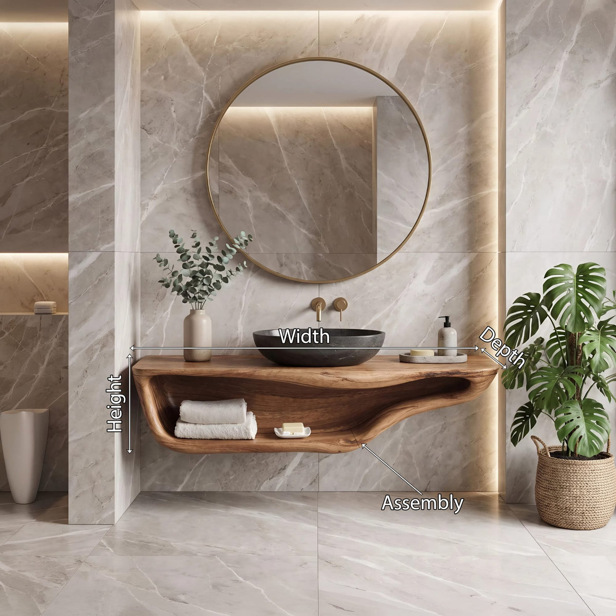 Handcrafted Live Edge Vanity, solid wood, built to order
