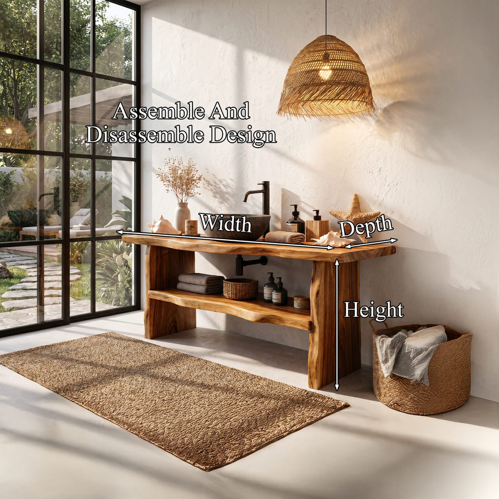Farmhouse Branch Bathroom Vanity Freestanding Sink Console, solid wood, built to order