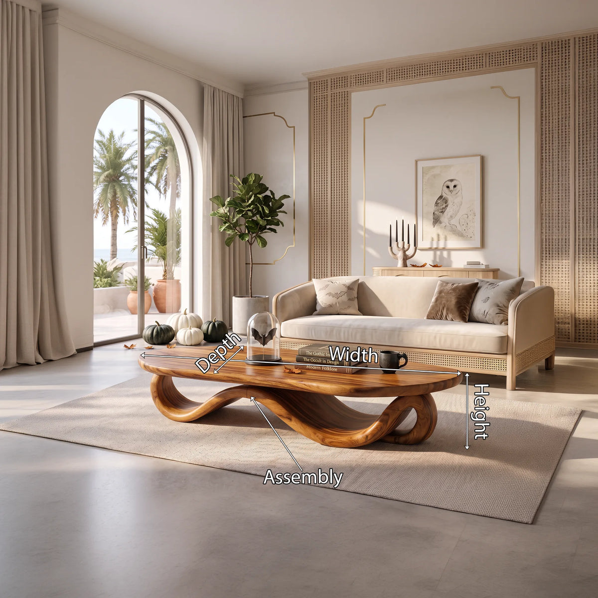 Organic Wave Base Table, solid wood, built to order