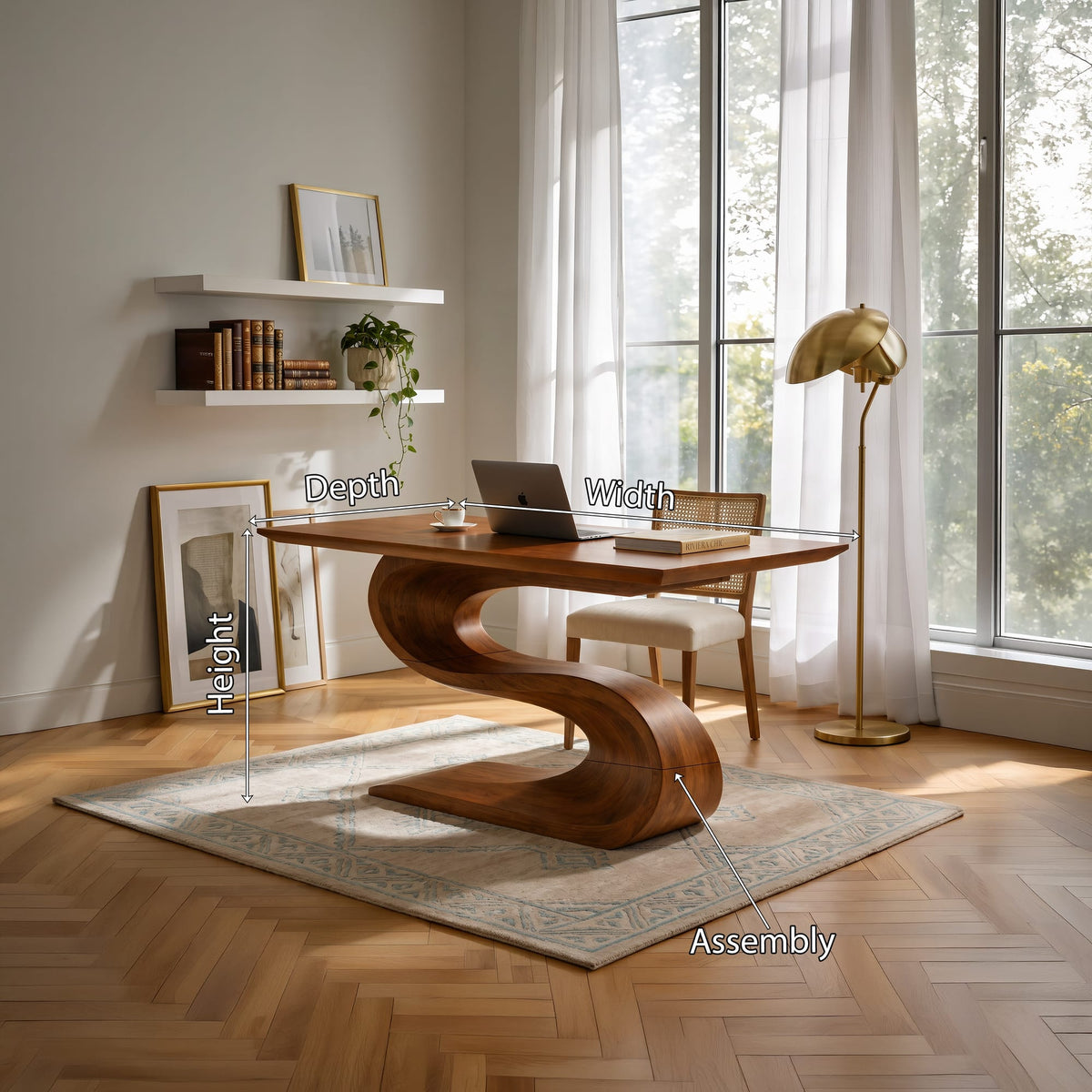 Contemporary Executive Desk, solid wood, built to order