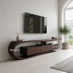 Minimalist Curved TV Console, solid wood, built to order, view 8