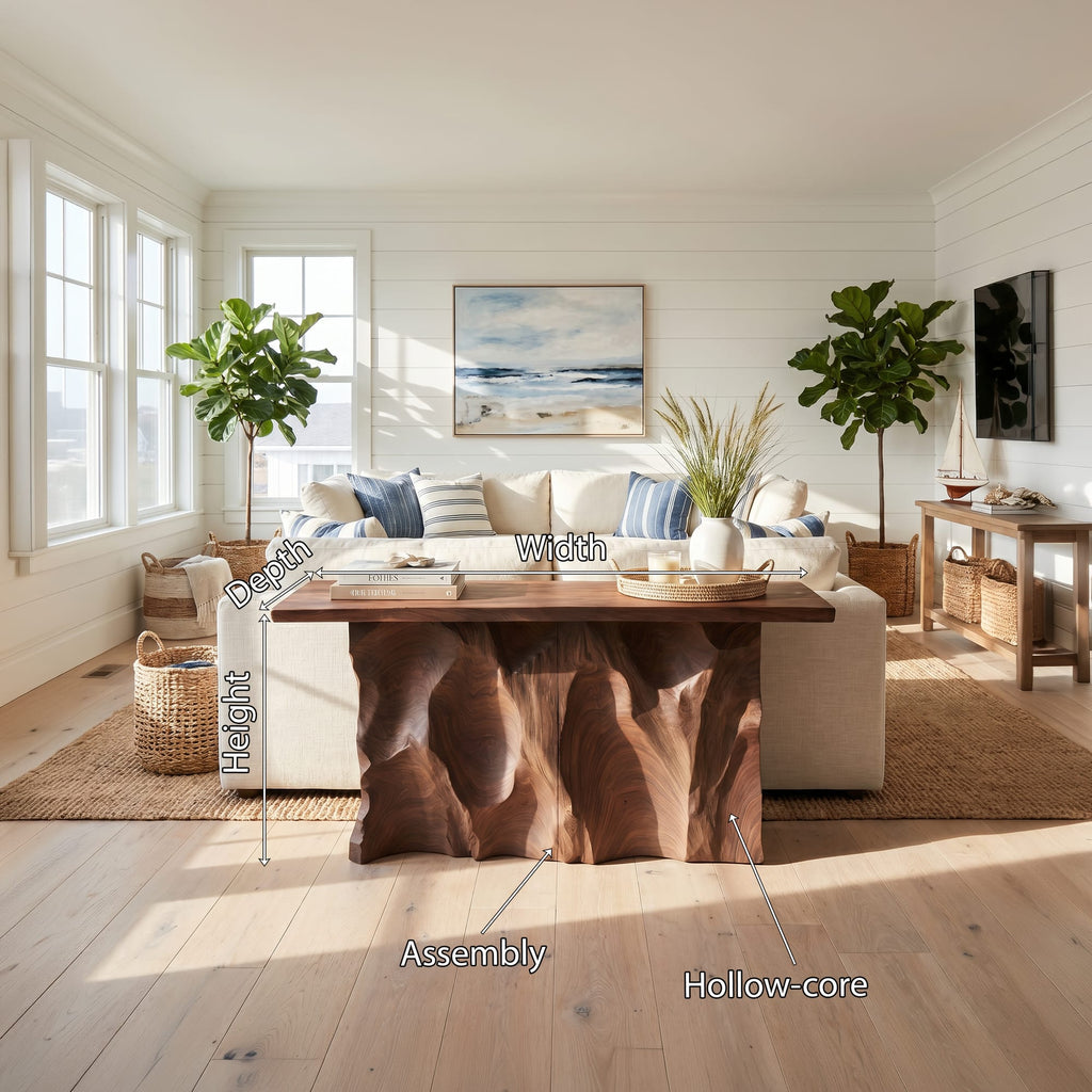 Minimalist Raw Edge Hall Table, solid wood, built to order