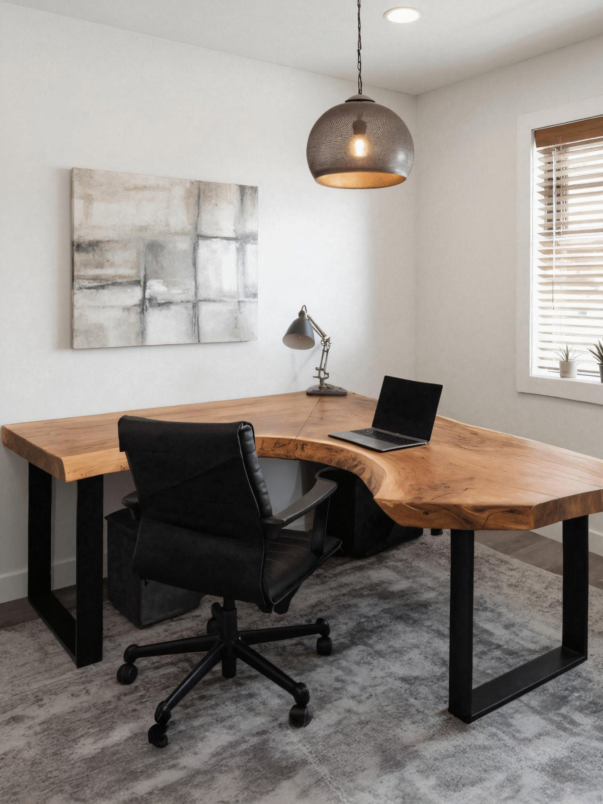 Modern Live Edge L-shaped Desk