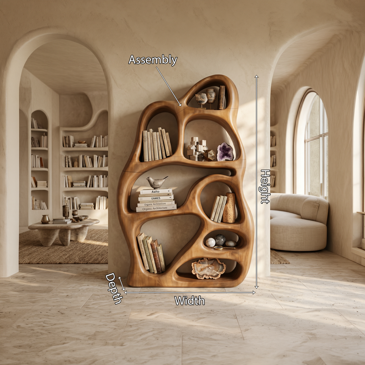 Minimalist Display Bookcase, solid wood, built to order, view 8