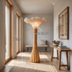 Japandi Floor Lamp Sculptural Mushroom Form Bedroom, solid wood, built to order, view 8