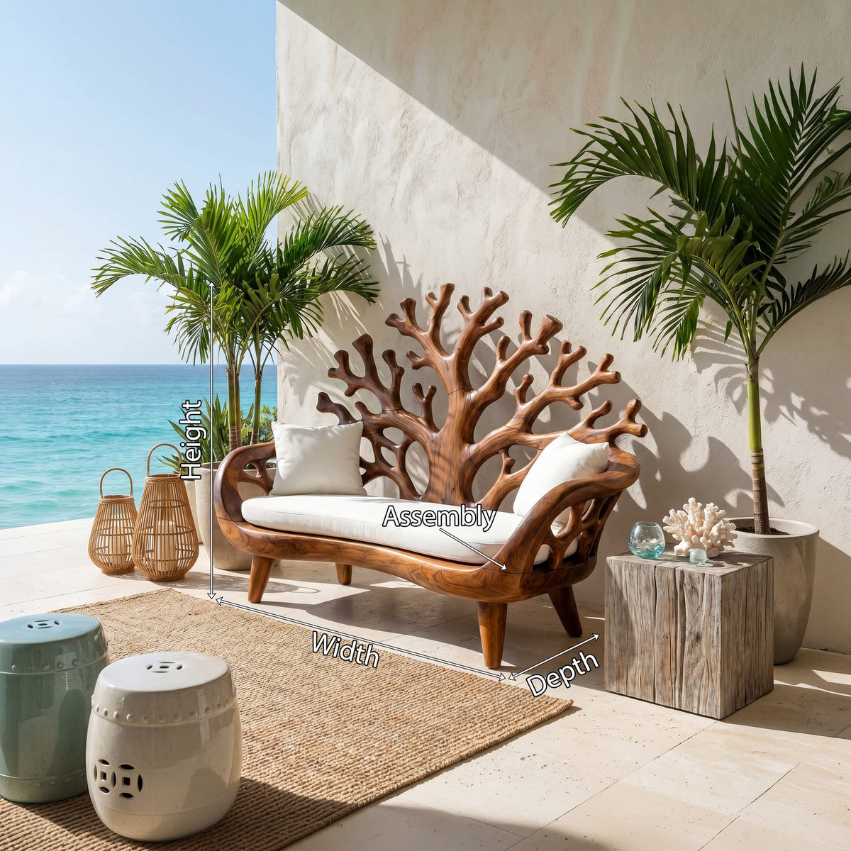Modern Coral Bench