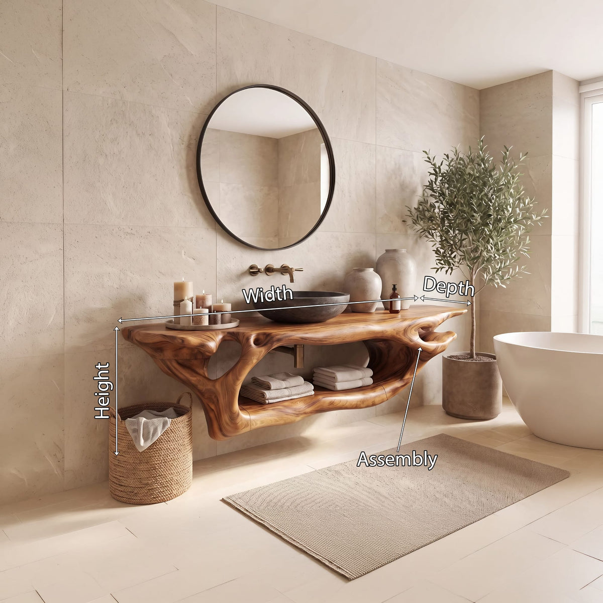 Rustic Bathroom Vanity, solid wood, built to order