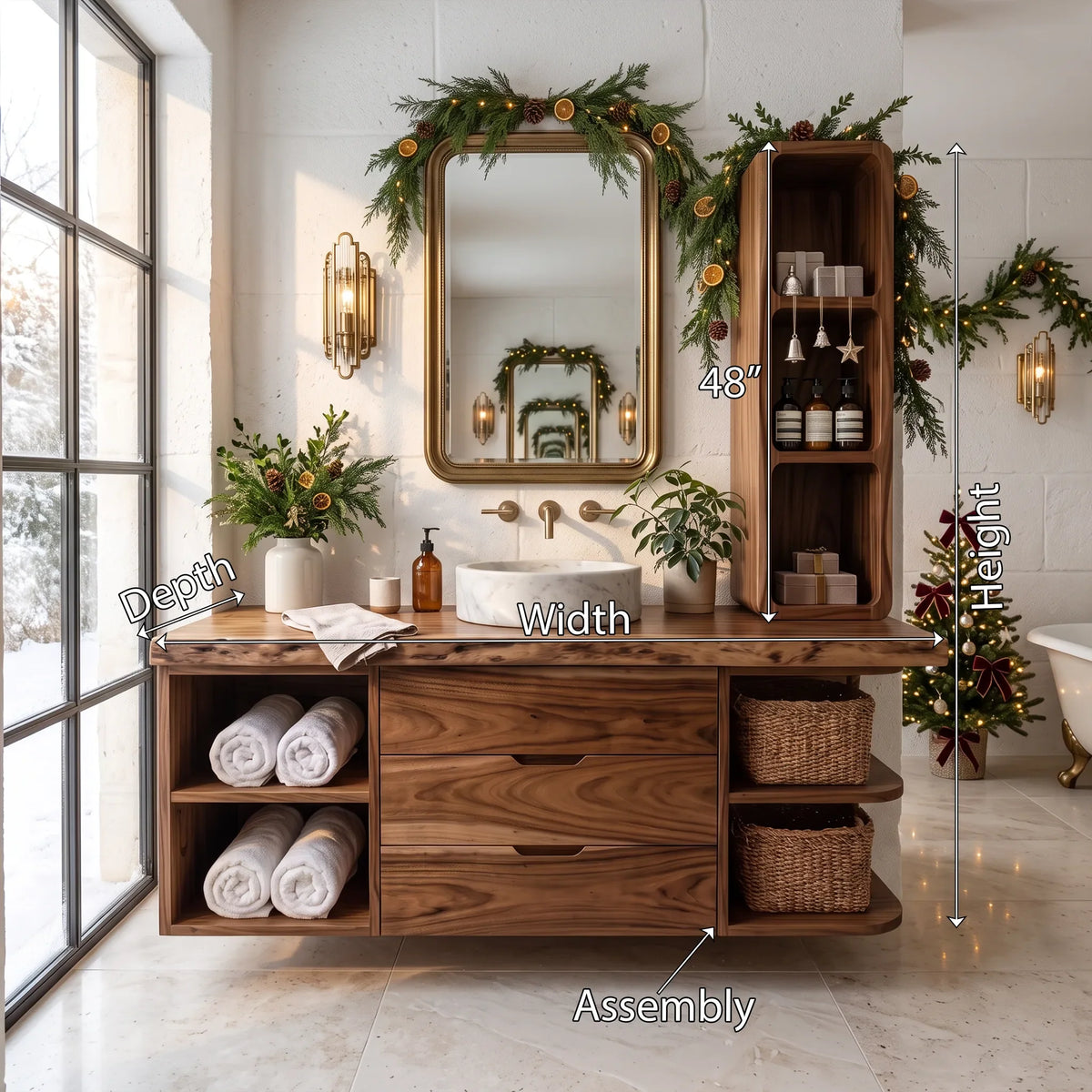Organic Modern Nutcracker Bathroom Vanity Wellness Room, solid wood, built to order, view 8