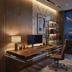 Modern Live Edge Floating Desk, solid wood, built to order, view 8