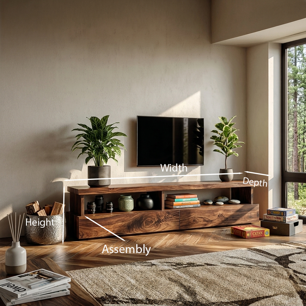 Minimalist TV Stand with Functional Design, solid wood, built to order, view 8