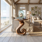 Coastal Spiral Accent Table Beachfront Cottage, solid wood, built to order