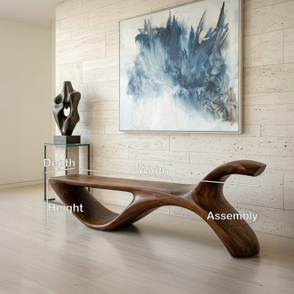 Contemporary Organic Bench, solid wood, built to order