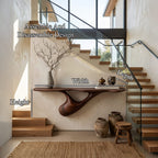 Organic Wall Mounted Console Table with Sculptural Tree Root Design, solid wood, built to order