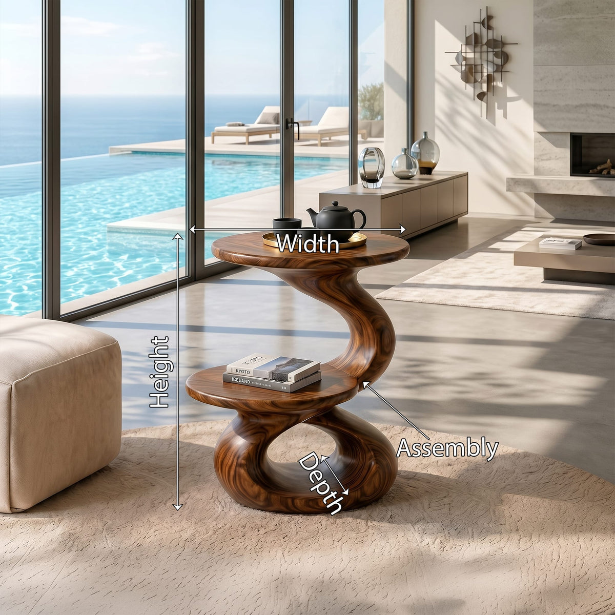 Minimalist Open Shelf Side Table Villa, solid wood, built to order