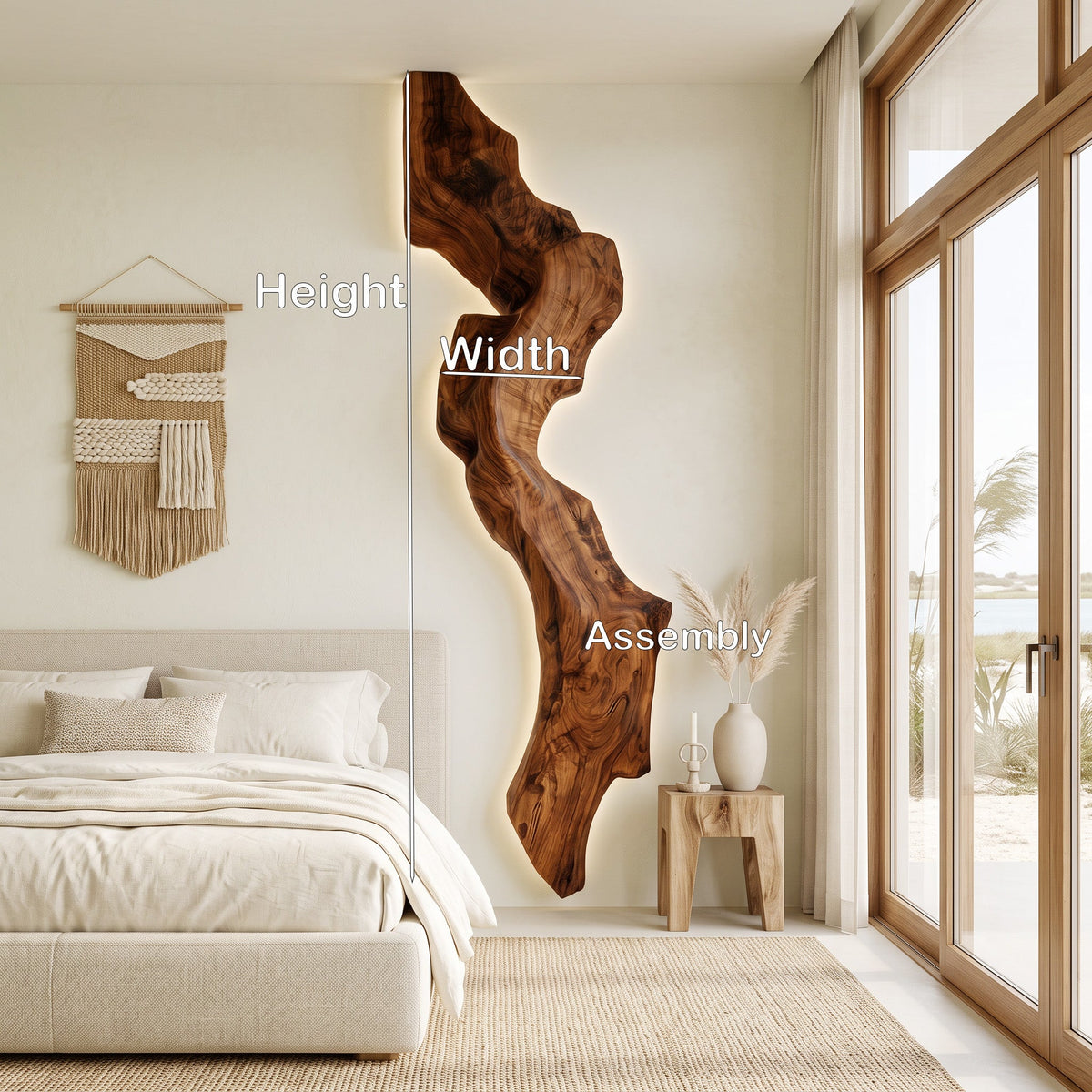 Abstract Live Edge Wall Lamp, solid wood, built to order, view 8