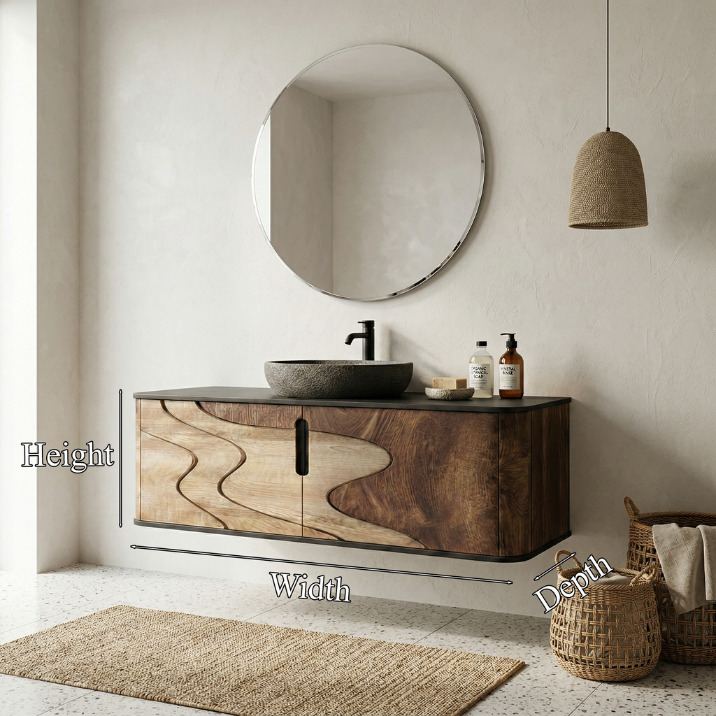 Organic Flow Bathroom Vanity Solid Curved Front Storage Bathroom, solid wood, built to order, view 8