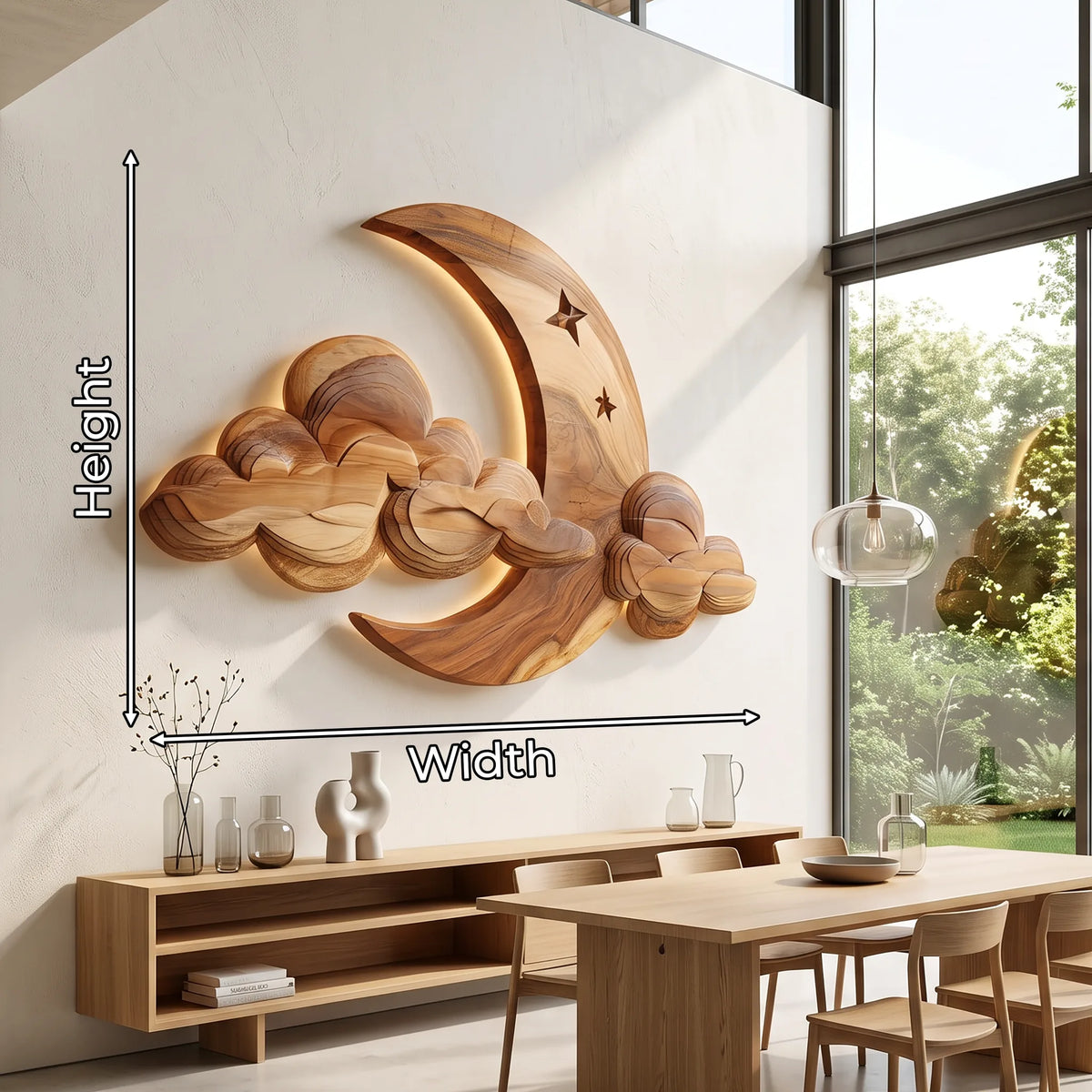 Japandi Carved Wood Wall Art, solid wood, built to order