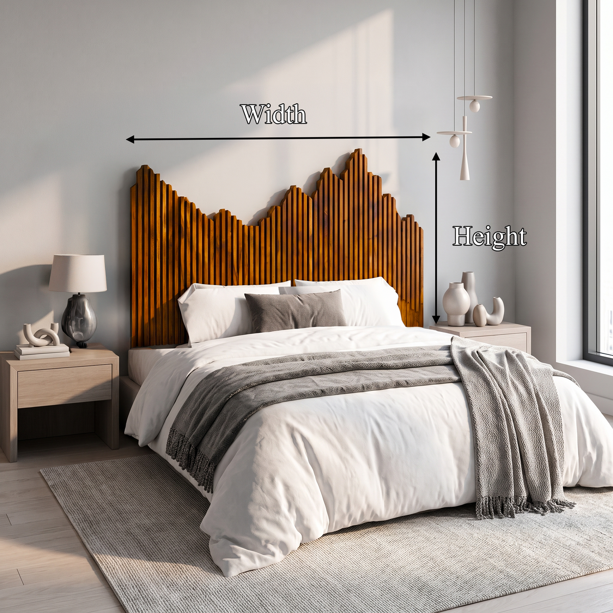 Organic Headboard Wooden Bed Headboard, solid wood, built to order, view 8