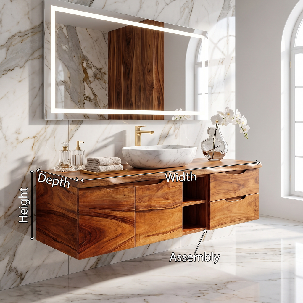 Organic Modern Washstand Bathroom Interior, solid wood, built to order, view 8
