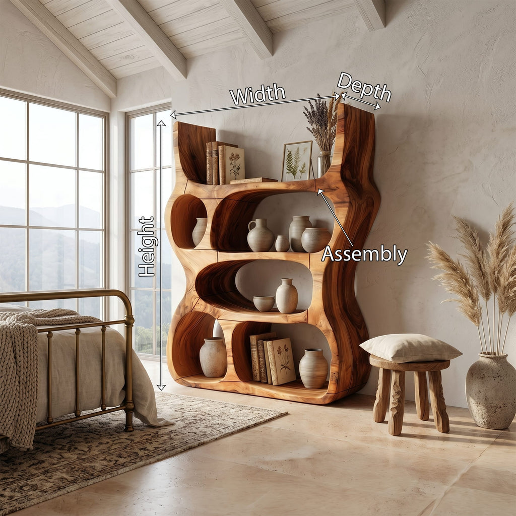 Artisan Organic Wooden Display Shelf, solid wood, built to order