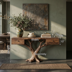 Organic Live Edge Console Table Contemporary Hallway, solid wood, built to order, view 8