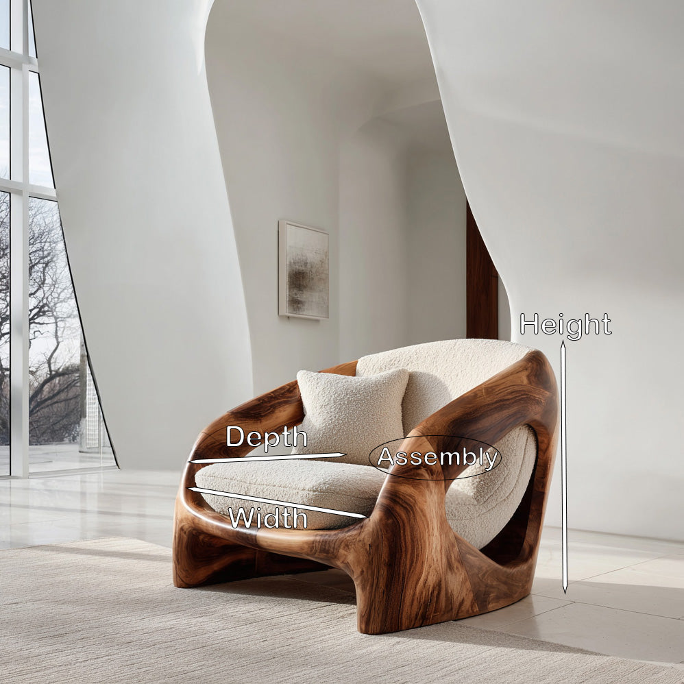Contemporary Curved Armchair, solid wood, built to order, view 8