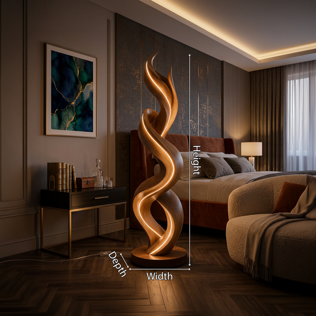 Organic Tree Lamp with Hooks, solid wood, built to order, view 8