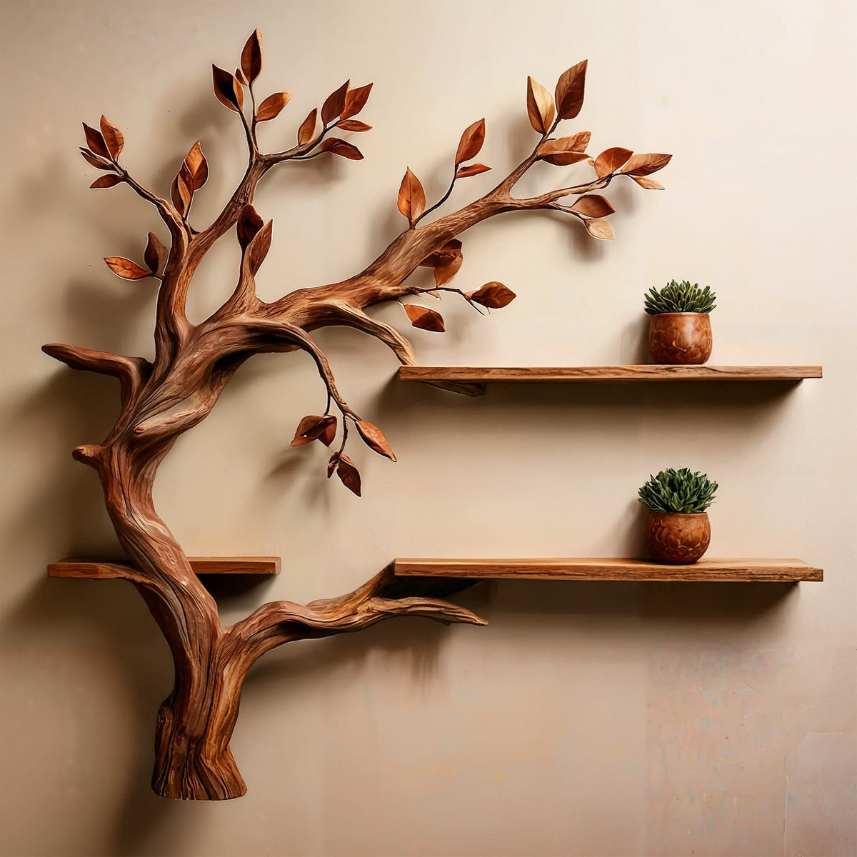 Mid Century Bookcase Tree Branch Shelf Mini Bookcase, solid wood, built to order