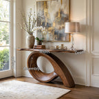 Organic Fluted Base Console Table Contemporary Entryway, solid wood, built to order