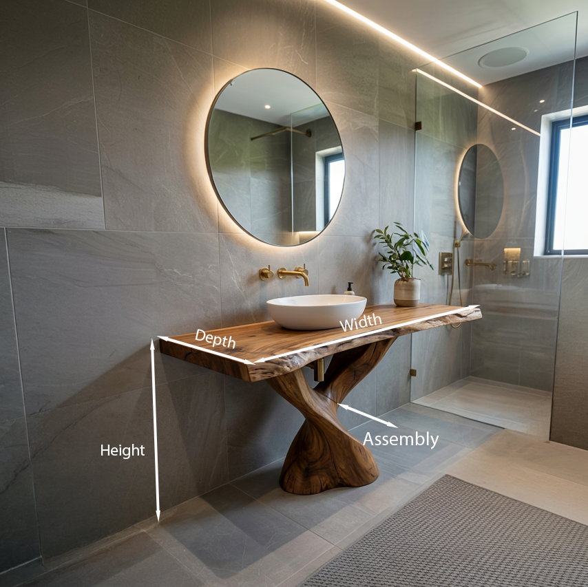 Modern Bathroom Vanity with Twisted Base for Spa Bath, solid wood, built to order, view 8