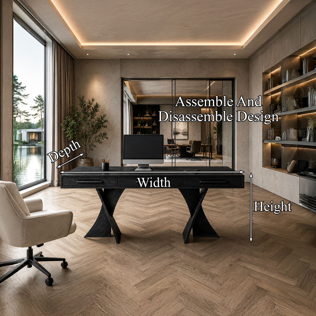 Minimalist X Frame Desk Computer Desk, solid wood, built to order, view 8