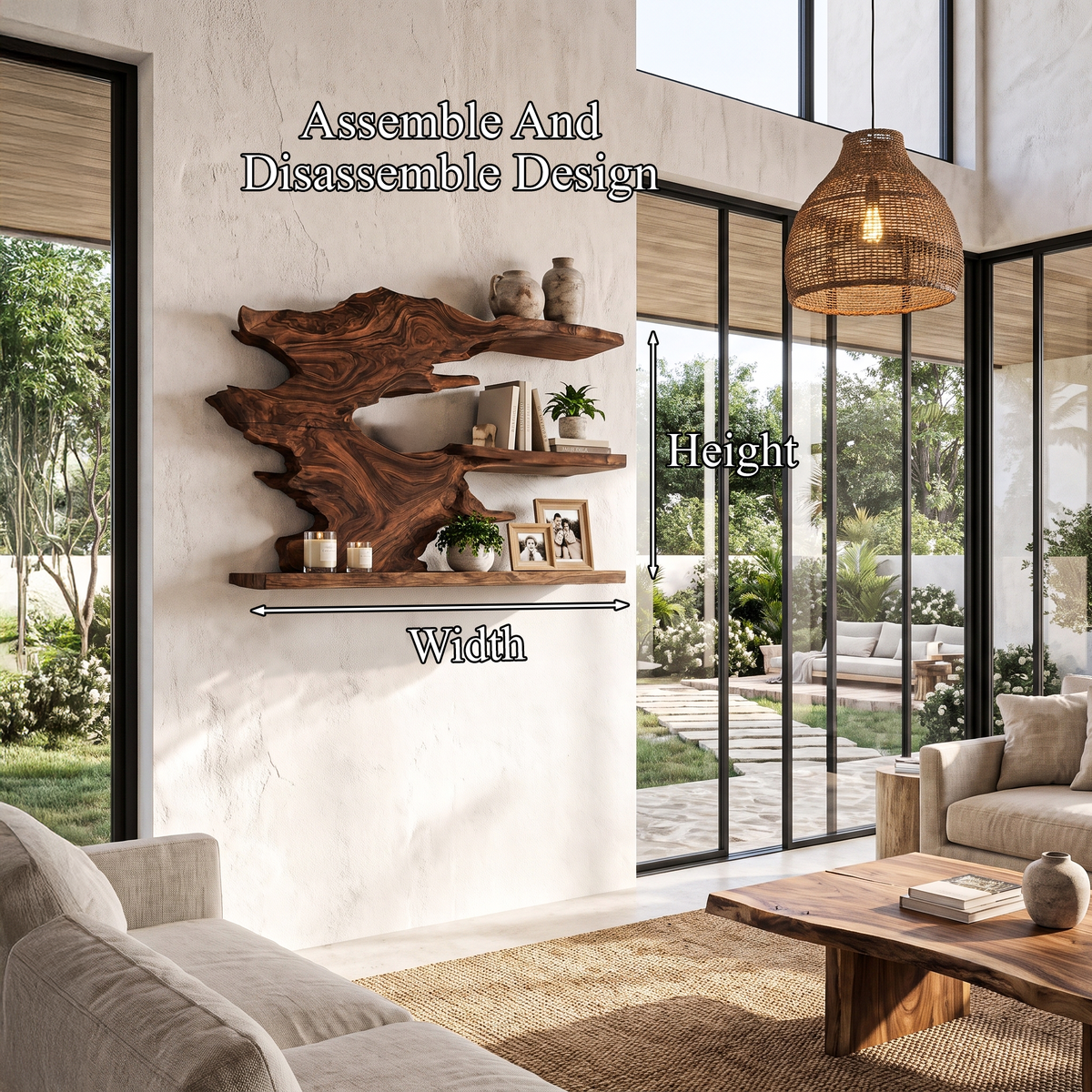 Organic Floating Shelf Display Shelves, solid wood, built to order, view 8
