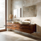 Modern Floating Bathroom Vanity with Wave Texture, solid wood, built to order, view 8