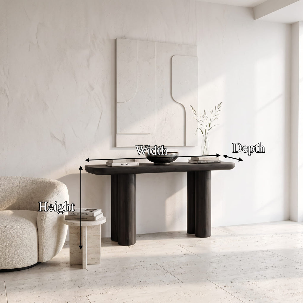 Midcentury Black Console Table Living Room, solid wood, built to order