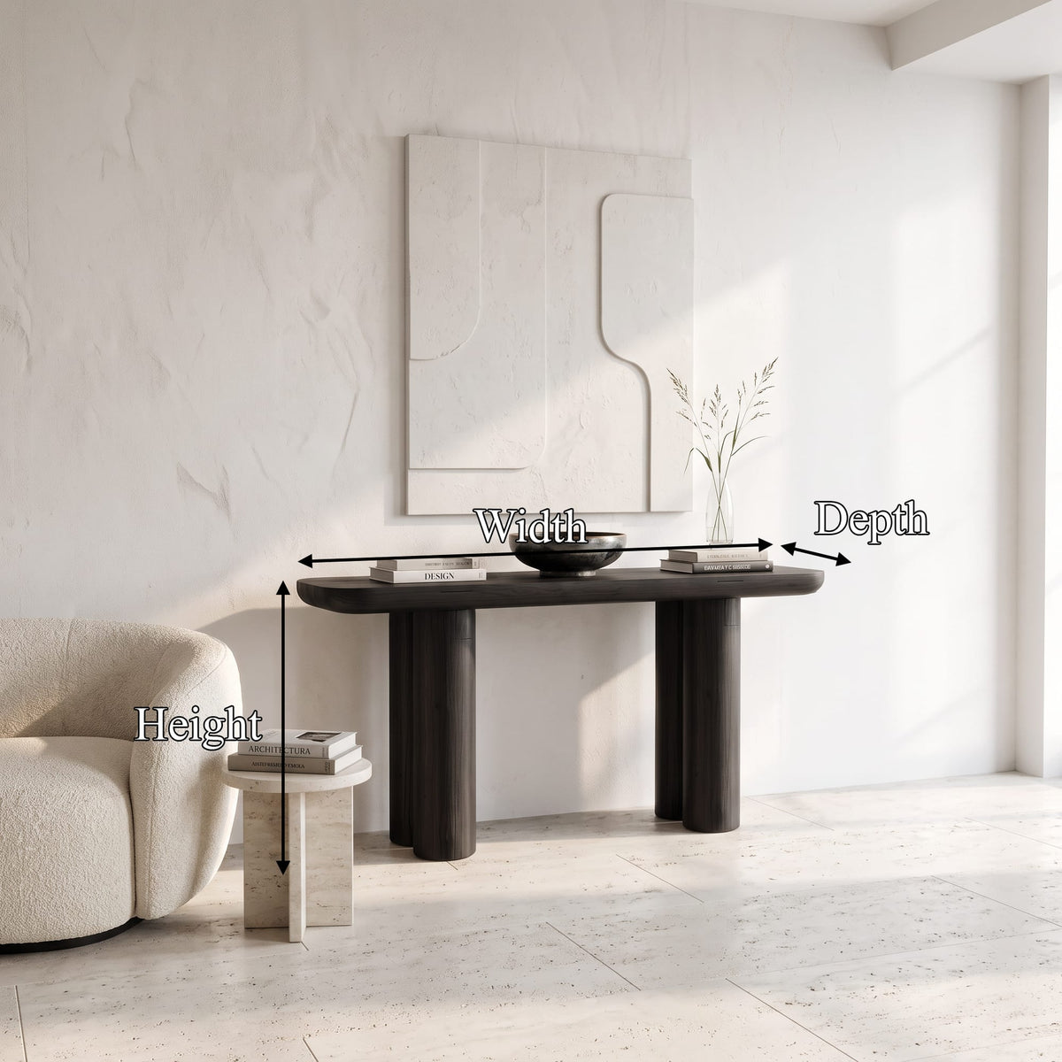 Midcentury Black Console Table Living Room, solid wood, built to order