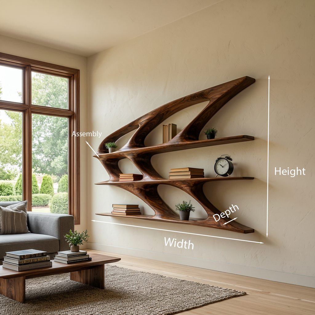 Organic Sculptural Wooden Bookshelf, solid wood, built to order, view 8