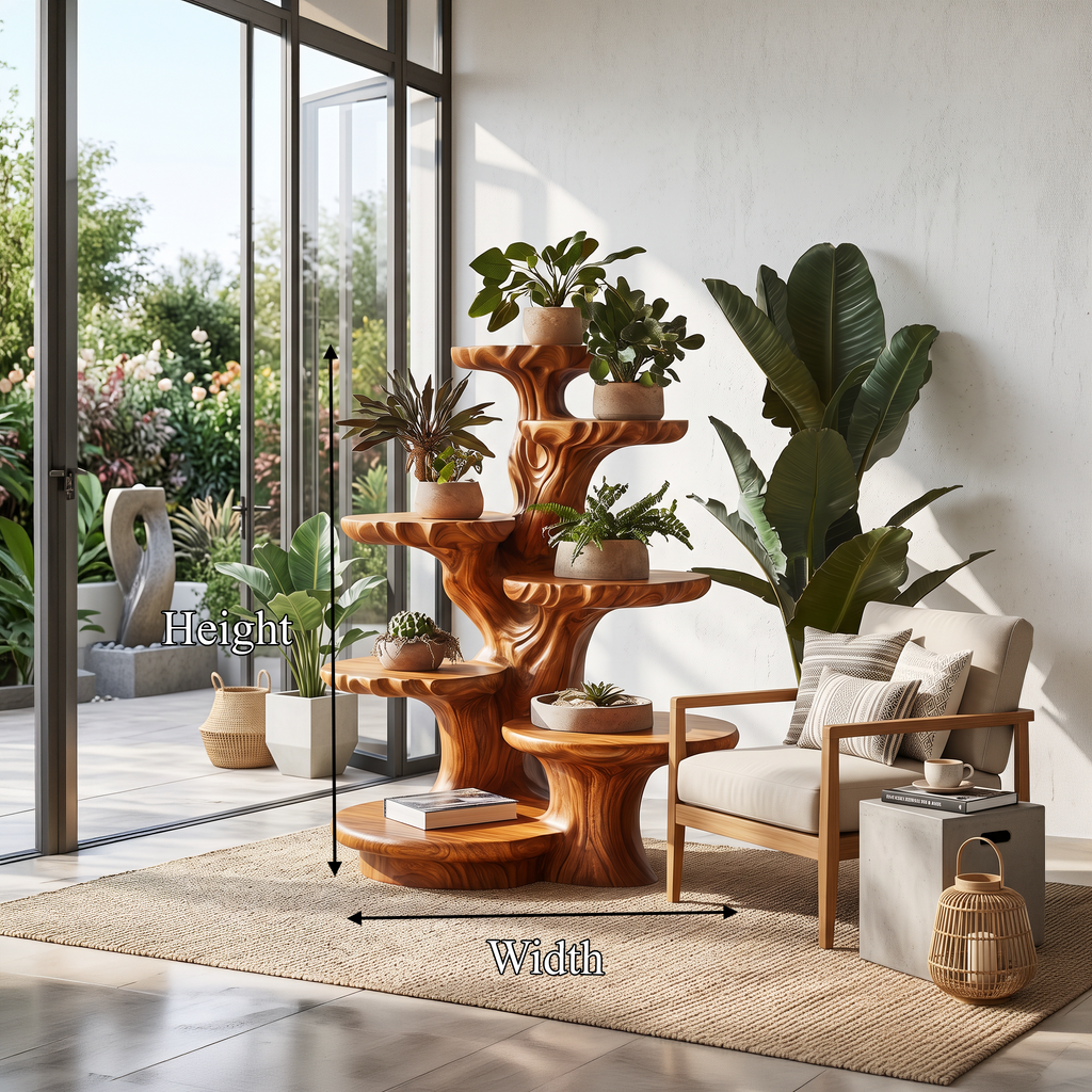 Organic Solid Plant Stand - solid wood plant stand, view 8