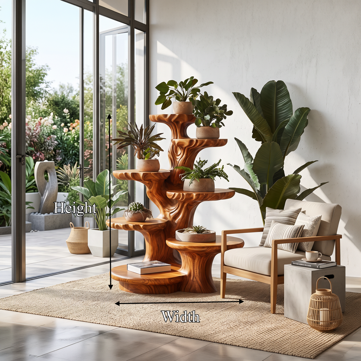Organic Solid Plant Stand - solid wood plant stand, view 8