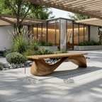 Contemporary Wave Bench Elegant Loop Design Hallway and Entryway, solid wood, built to order, view 8