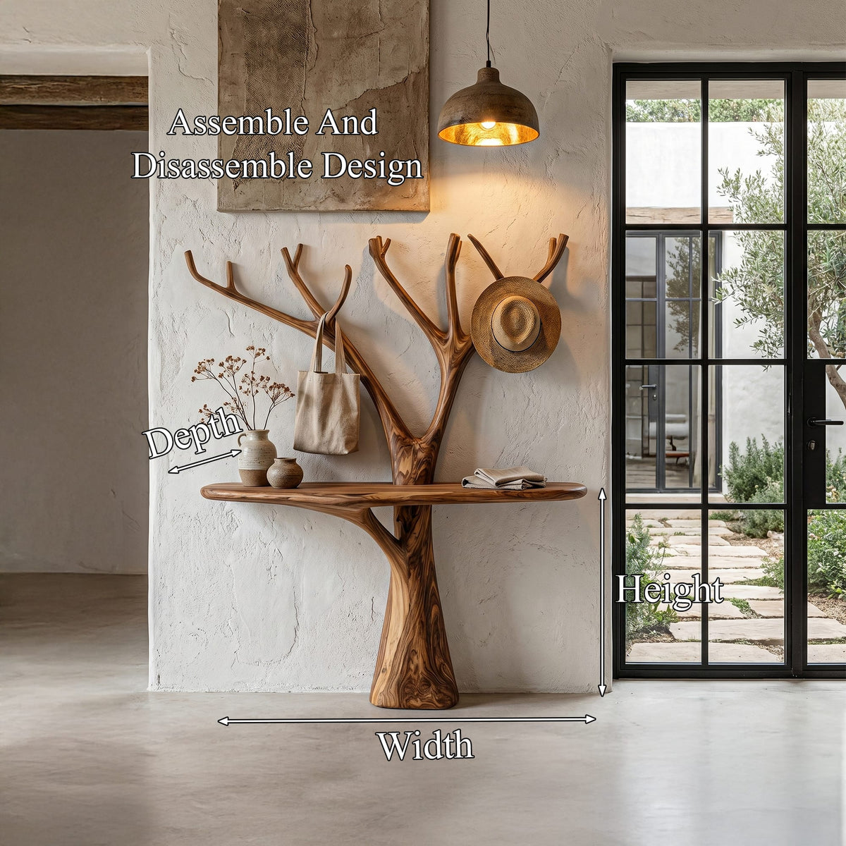 Organic Live Edge Base Console Table
