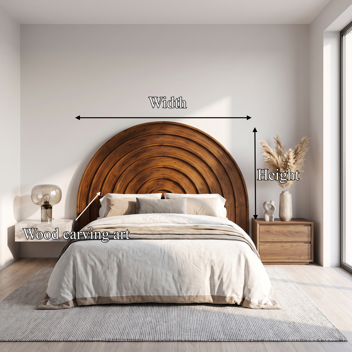 Contemporary Arched Headboard Bed Headboard, solid wood, built to order, view 8