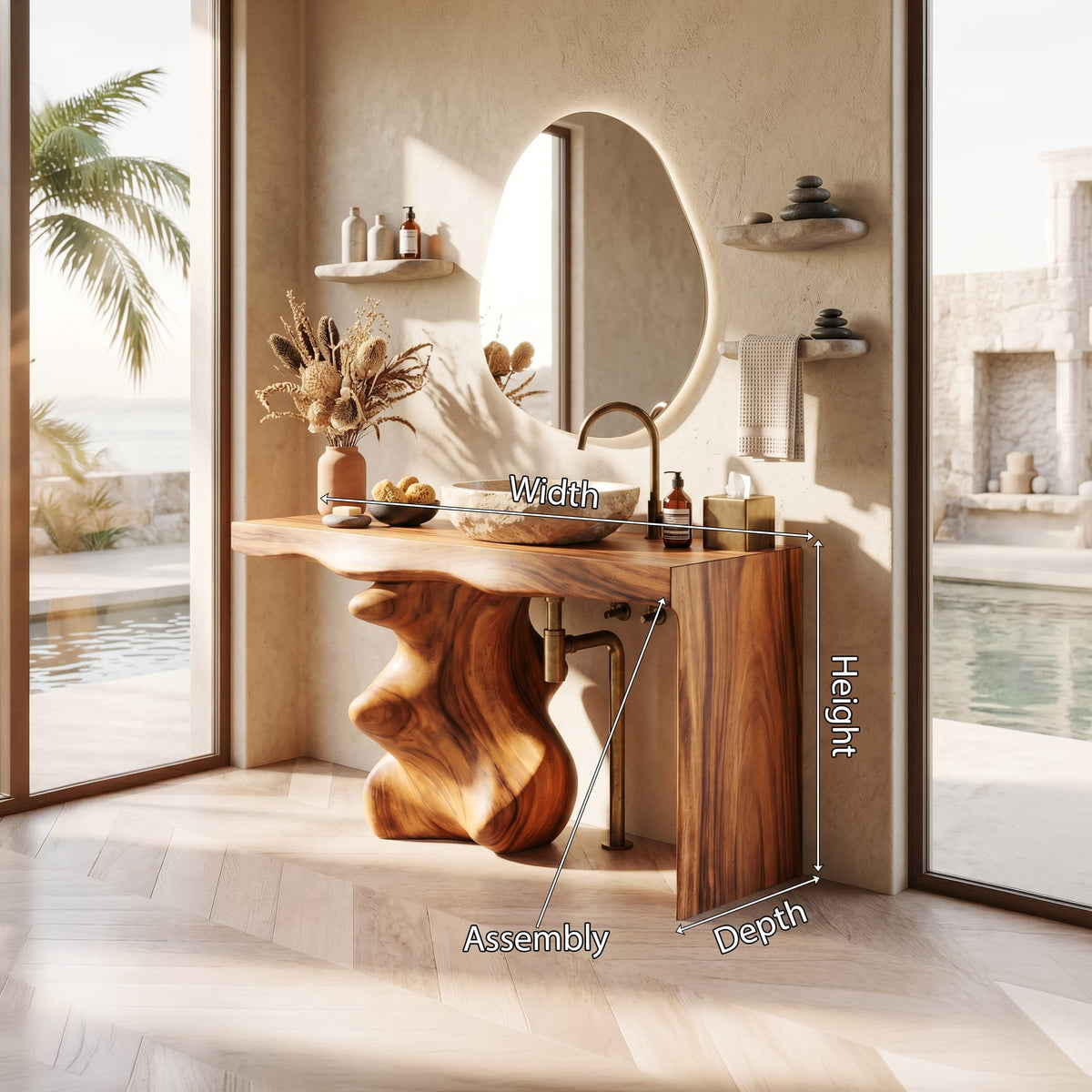Mid Century Vanity, solid wood, built to order