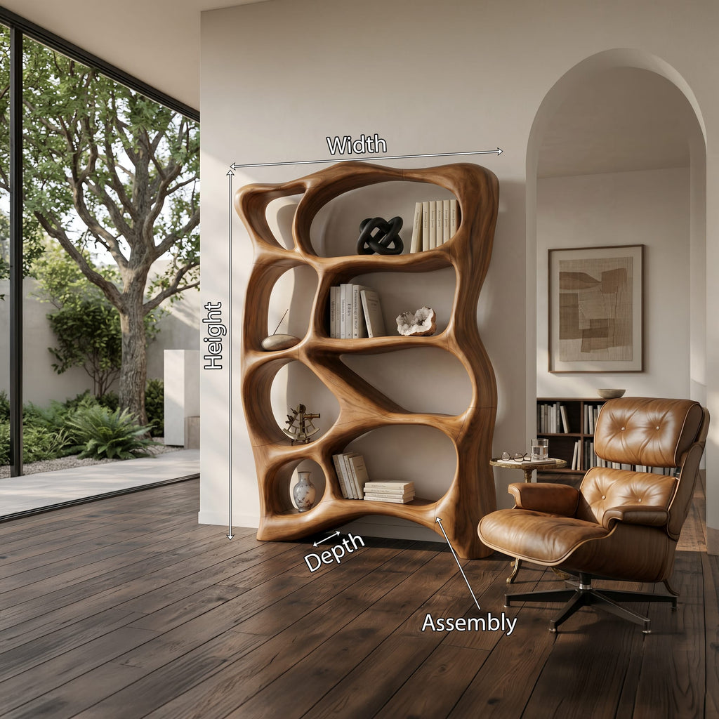 Contemporary Reading Bookshelf, solid wood, built to order