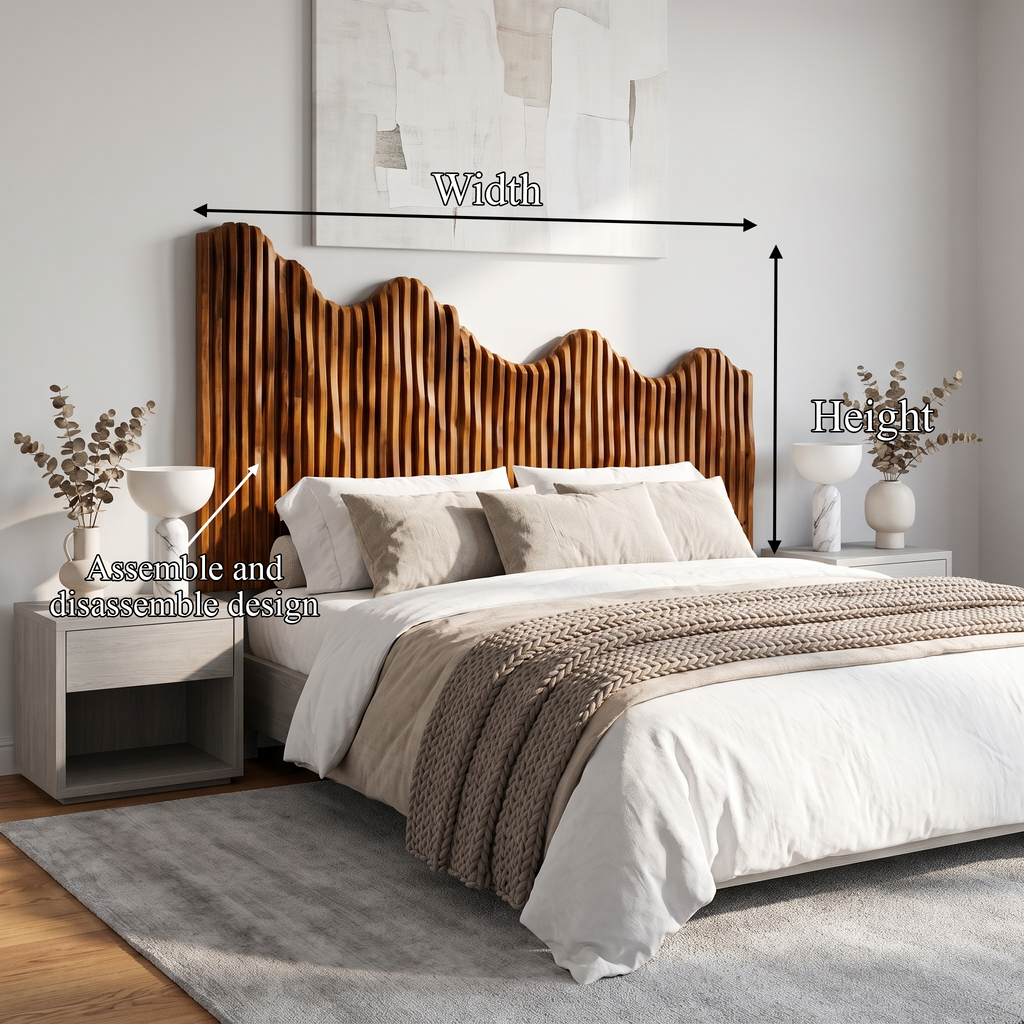 Organic Mountain Landscape Headboard Wooden Bed Headboard, solid wood, built to order, view 8